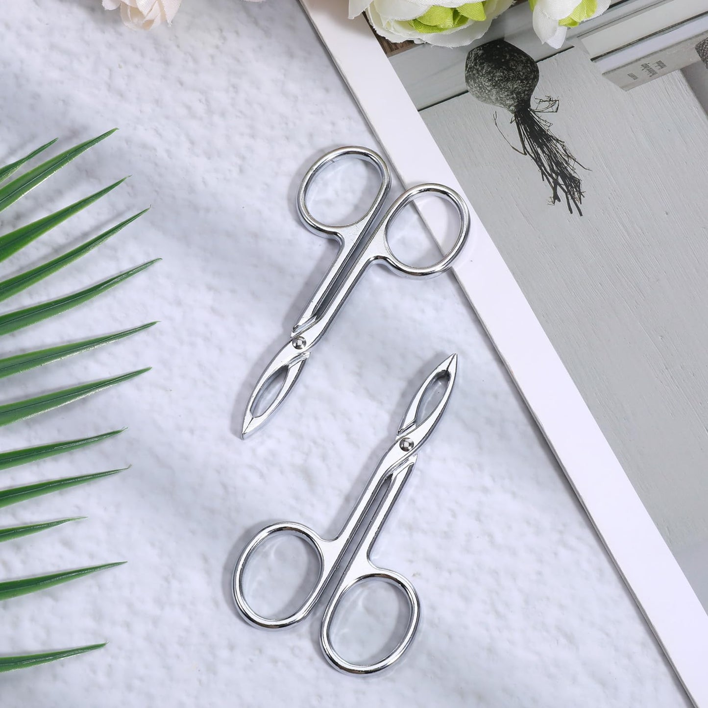 2 PCS Scissor Tweezers for Eyebrows, Metal Straight Tip Scissor Tweezers with Handles, Flat Plucker Tweezers Scissors for Remover Facial Hair Beauty and Personal Care Tweruna
