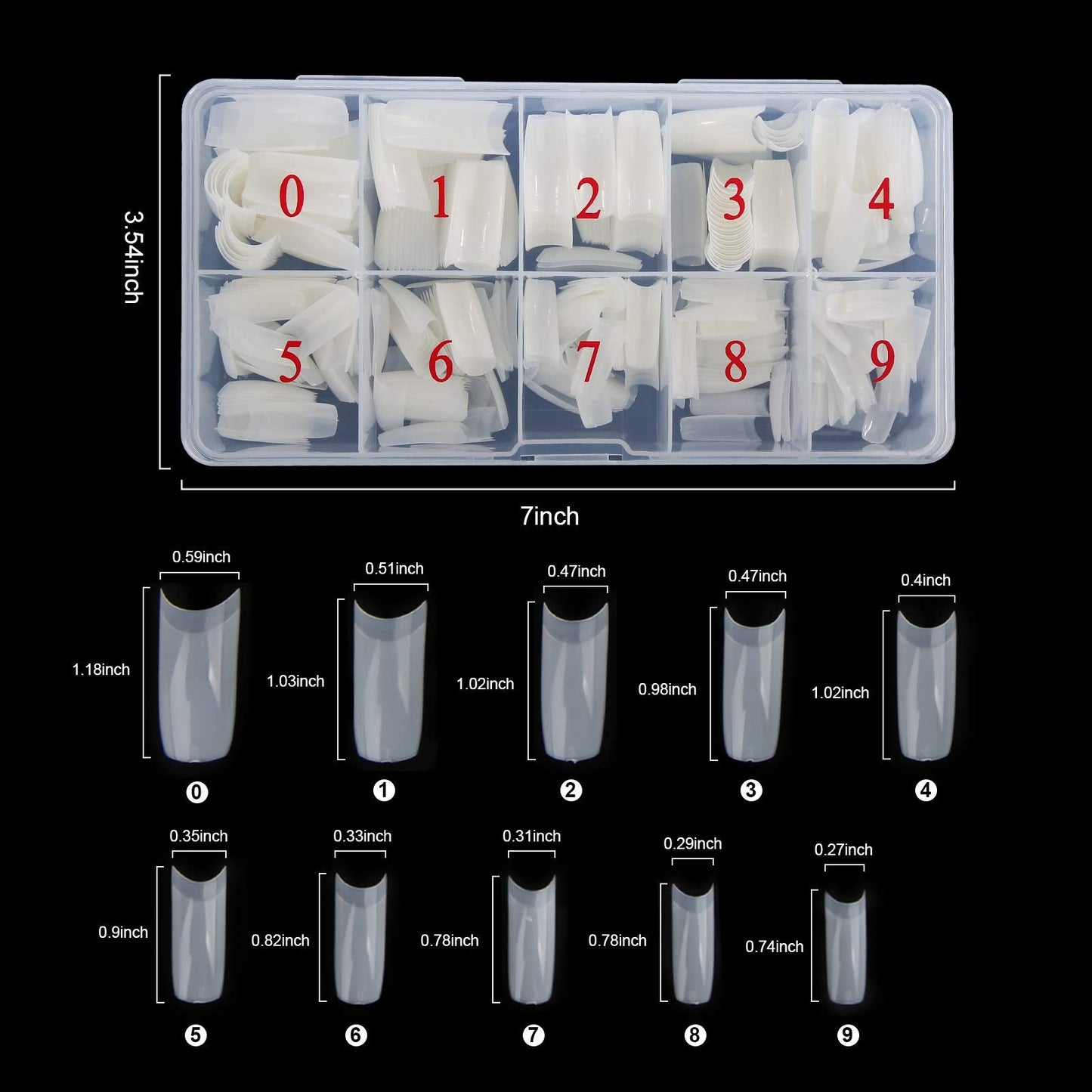 Abodhu Acrylic Natural Nail Tips Kit 500 Pcs French Tip Nails Set Square Half Cover False Nails with Glue, Files, Clipper, Storage Case, Nail Art Beauty & Personal Care Abodhu