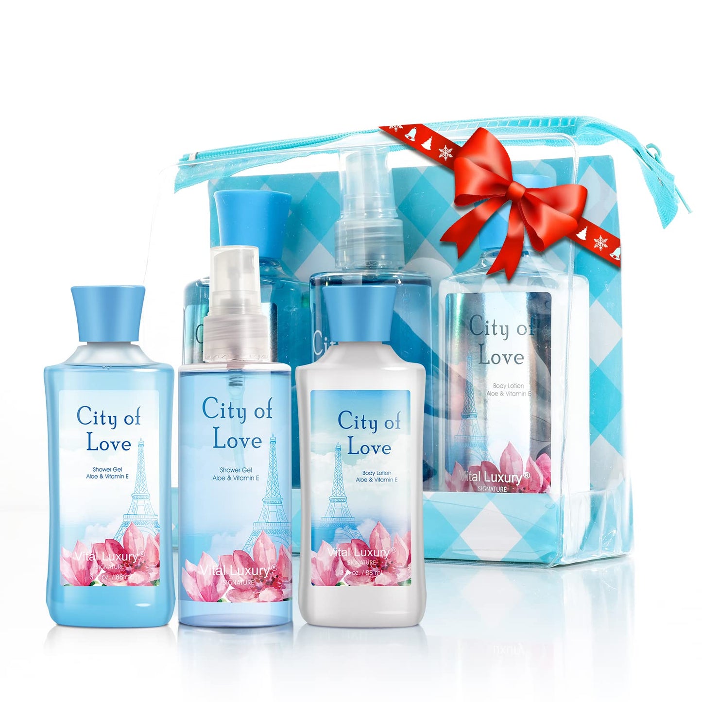 Vital Luxury Bath & Body Care Travel Set - Home Spa Set with Body Lotion, Shower Gel and Fragrance Mist, Personal Body Care Travel Set (City of Love) Beauty & Personal Care Vital Luxury