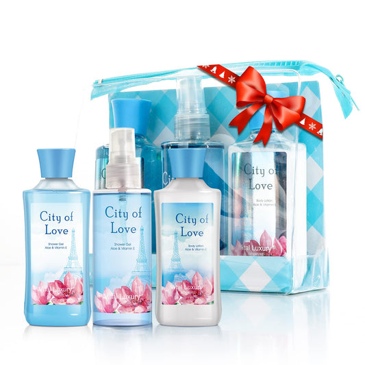 Vital Luxury Bath & Body Care Travel Set - Home Spa Set with Body Lotion, Shower Gel and Fragrance Mist, Personal Body Care Travel Set (City of Love) Beauty & Personal Care Vital Luxury