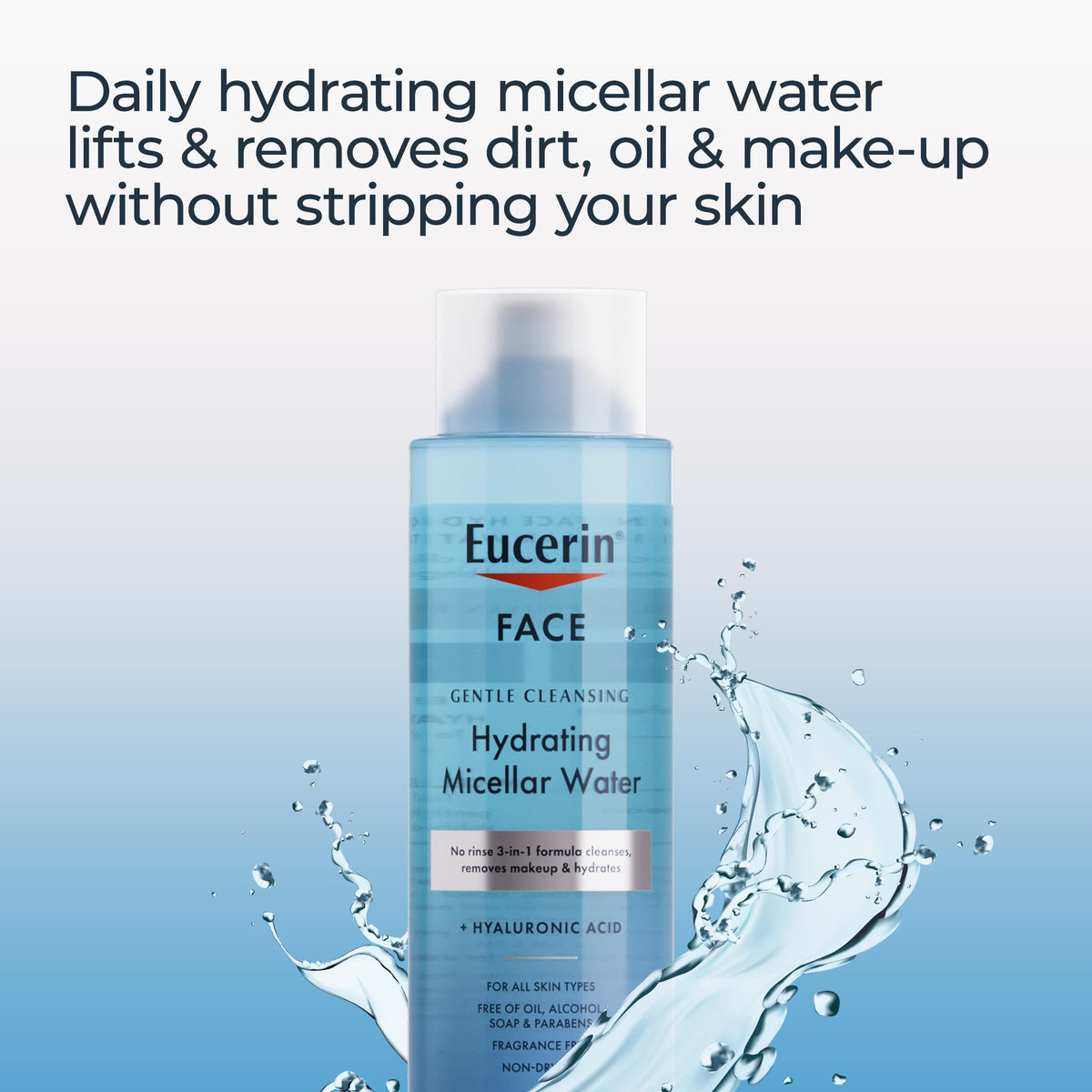 Eucerin Face Gentle Cleansing Hydrating Micellar Water with Hyaluronic Acid, Face Cleanser and Makeup Remover, Fragrance Free and Non-Drying for All Beauty & Personal Care Eucerin