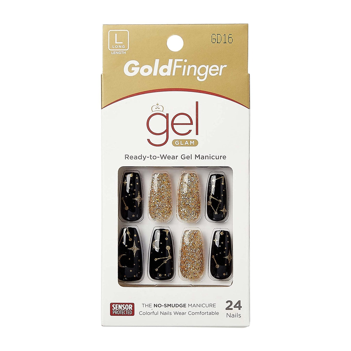 Gold Finger Gel Glam Design Nail Press On Nails, Gel Nail Kit, Polish Free Manicure Long Length (GD16)… Beauty & Personal Care Goldfinger