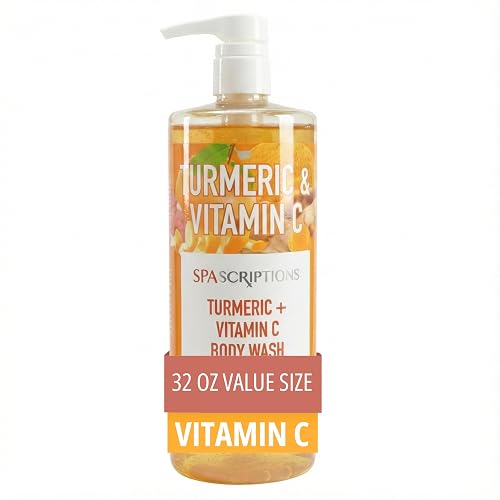 SpaScriptions Turmeric & Vitamin C Exfoliating Treatment Body Wash - Natural Exfoliation for Dry & Dull Skin with Hyaluronic Acid for Smooth Beauty & Personal Care SpaScriptions