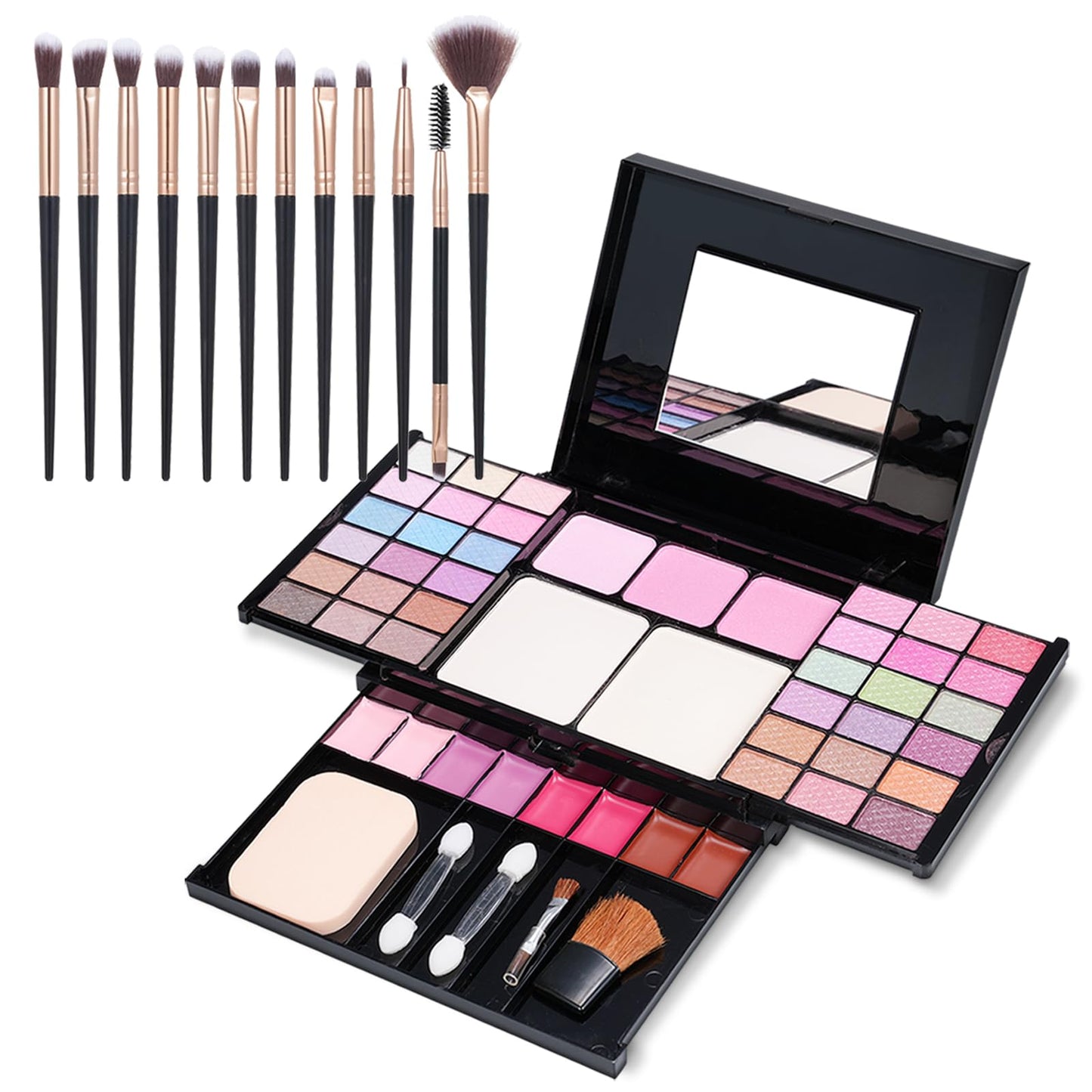 Makeup Kit Eyeshadow Palette for Women Full Gift Kit Girl Kids 49 Colors Makeup Set Combination Eyeshadow Palette with 12pcs Makeup Brushes Beauty & Personal Care KAVCENT
