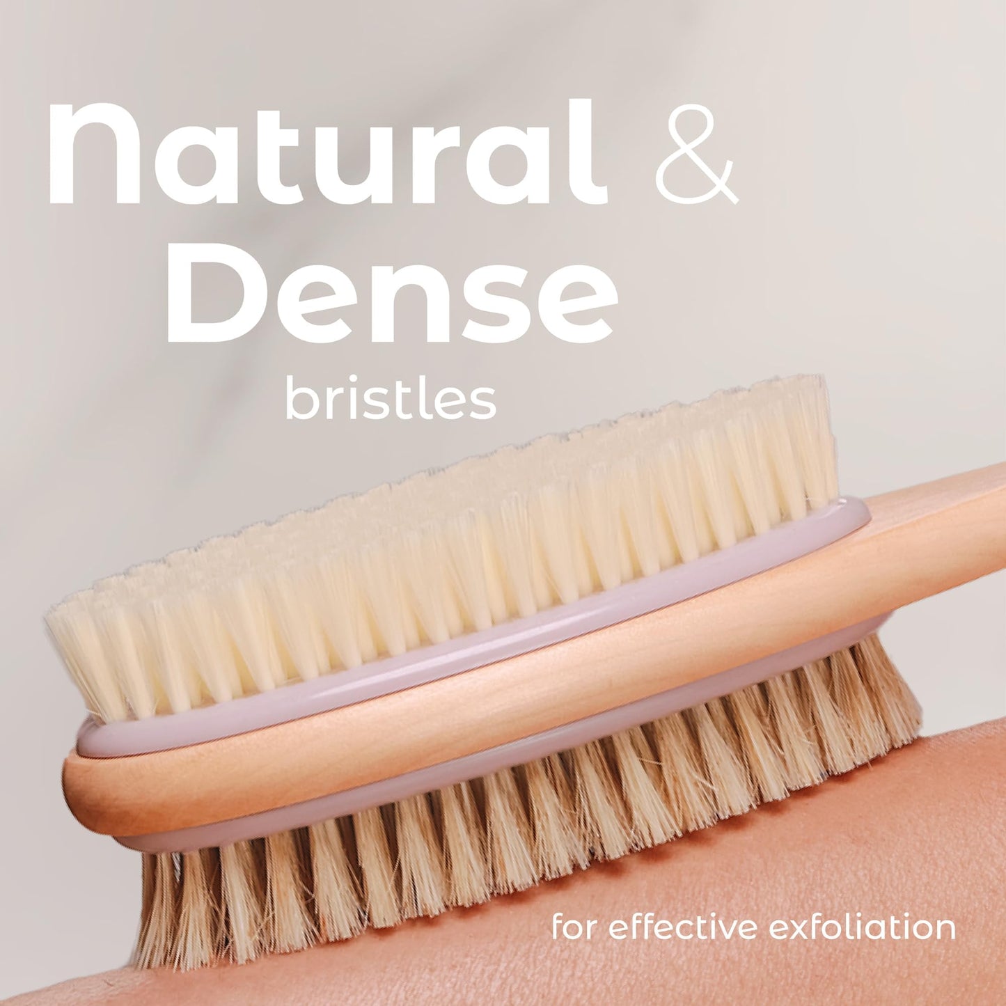 MainBasics Back Scrubber for Shower - Long Handle Dual-Sided Brush for Body Wash & Scrubbing with Exfoliating & Soft Bristles (Lavender, Wood) Beauty & Personal Care MainBasics