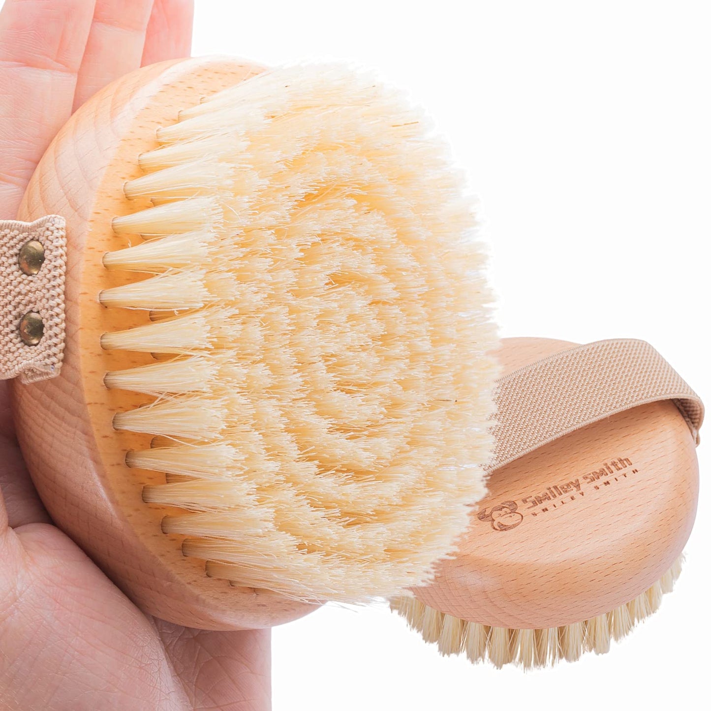 Ergonomic Premium Wood Body Brush for Wet & Dry Use - Easy to Carry, Soft Bristles Exfoliate Dead Skin & Cellulite, Ideal for Dry Brushing, Enhances Beauty and Personal Care Smiley smith