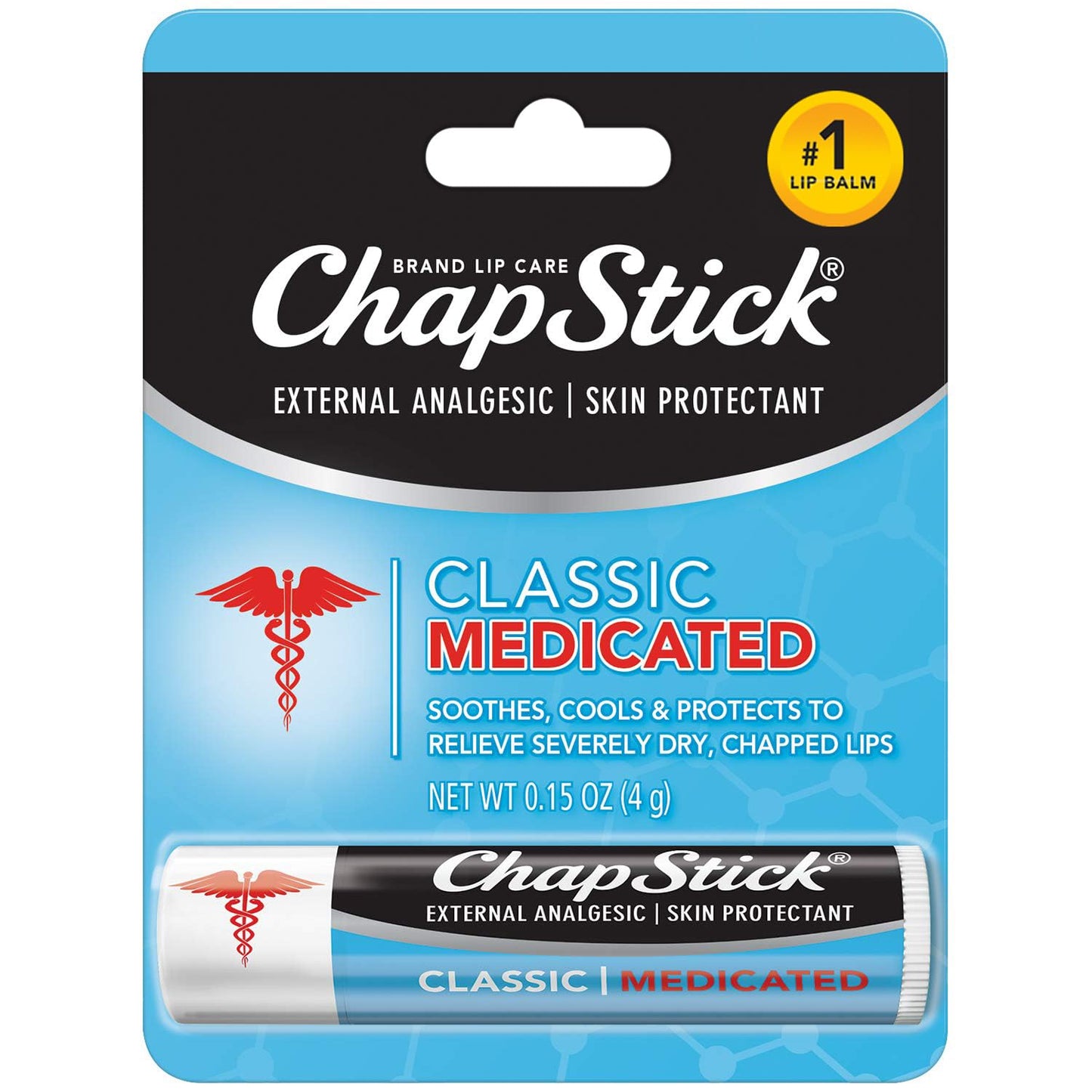 ChapStick Classic Medicated Lip Balm - External Analgesic, Skin Protectant for Dry Lips & Cold Sore Pain Relief, 0.15 Oz Ea Beauty and Personal Care ChapStick