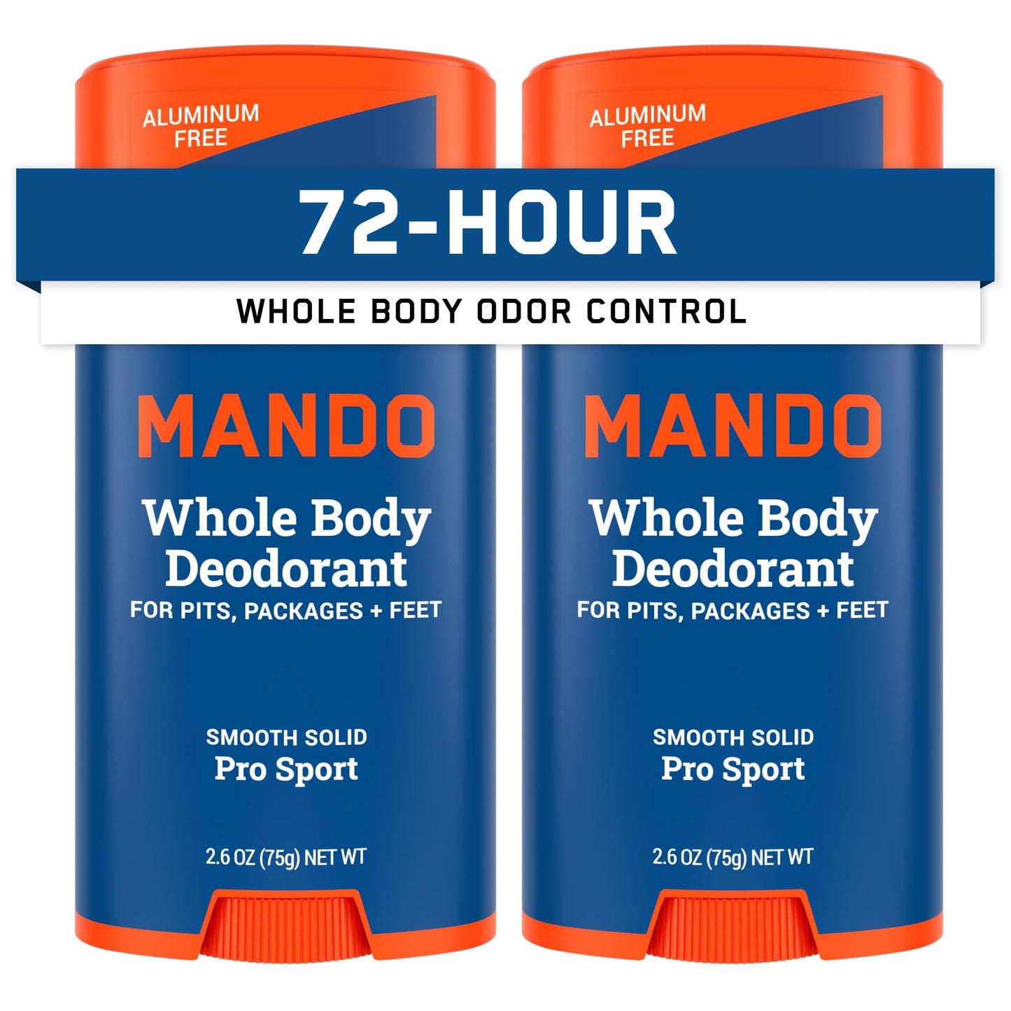 Mando Whole Body Deodorant For Men - Smooth Solid Stick - 72 Hour Odor Control - Aluminum Free, Baking Soda Free, Skin Safe - 2.6 ounce (Pack of 2) Beauty and Personal Care Mando
