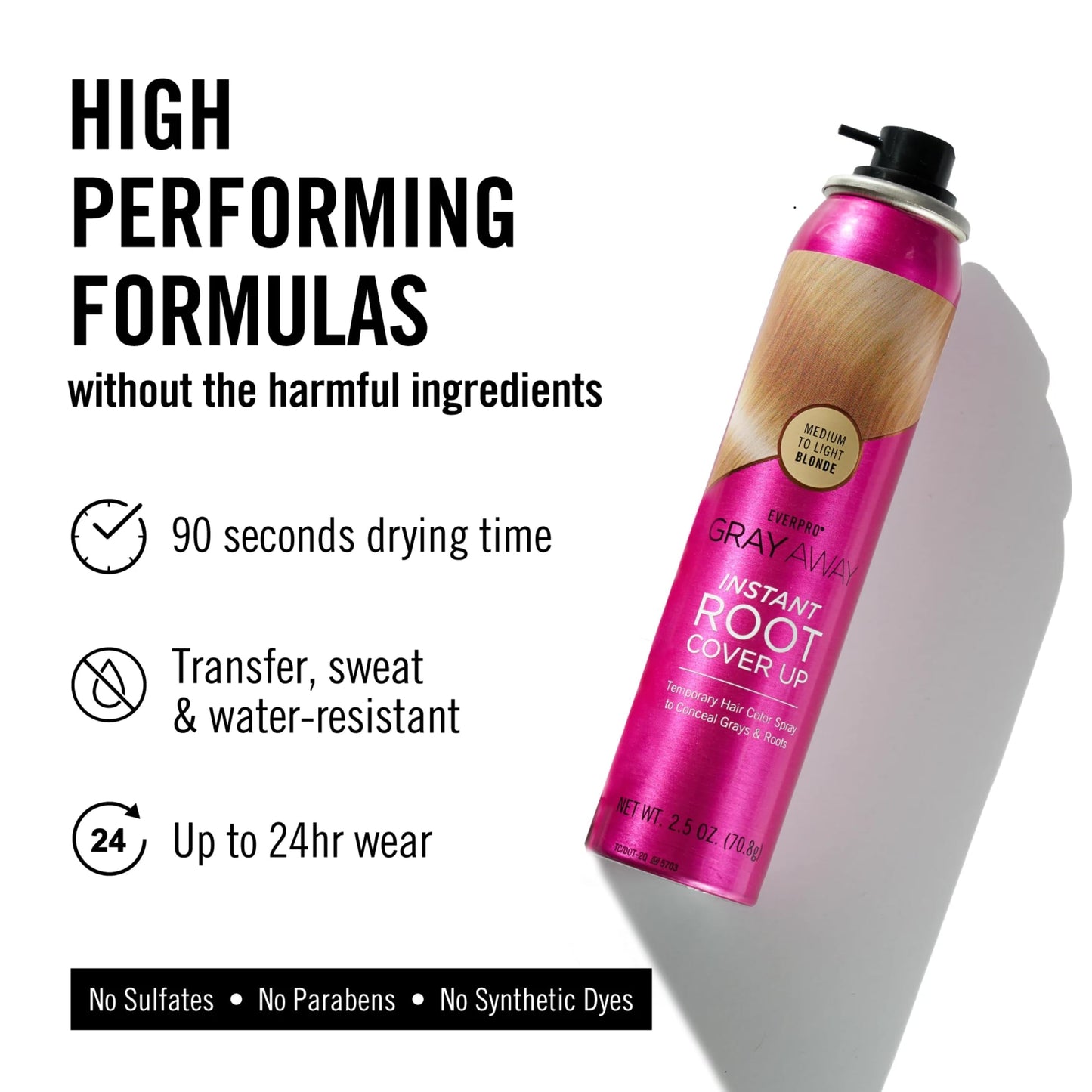EVERPRO Gray Away Instant Root Cover Up Spray 2.5oz - Medium/Light Blonde Beauty & Personal Care GRAY AWAY