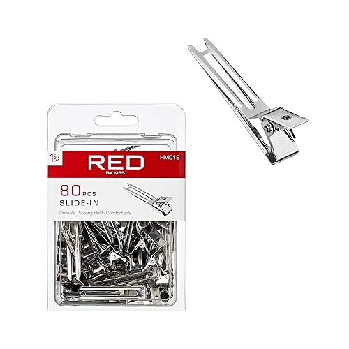 RED by Kiss 80pcs 1.75" Slide-In Hair Clips, Durable Metal Curl Setting Clips for Hairdressing, Sectioning & Retwisting, Rust-Free Hair Pins Beauty & Personal Care Red by Kiss