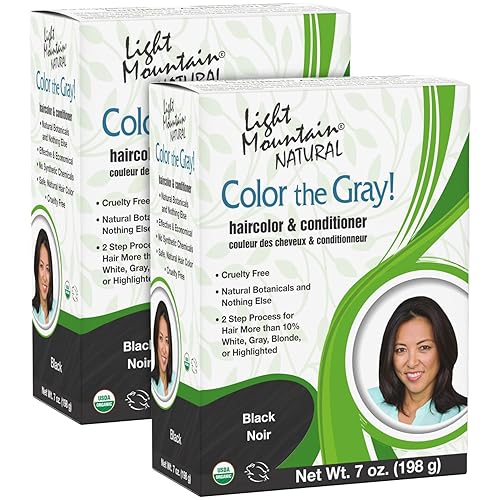 Light Mountain Henna Hair Color & Conditioner, Color the Gray - Black Hair Dye for Men/Women, 2-Step Chemical-Free, Semi-Permanent Hair Color Beauty & Personal Care LIGHT MOUNTAIN