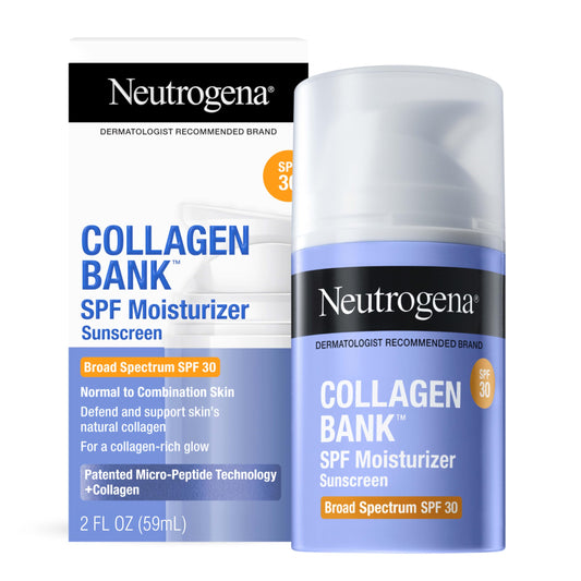 Neutrogena Collagen Bank Face Moisturizer, Broad Spectrum SPF 30 Anti-Aging Face & Neck Collagen Cream, Micro-Peptides, No White Cast 2 fl oz & Trial Beauty & Personal Care Neutrogena