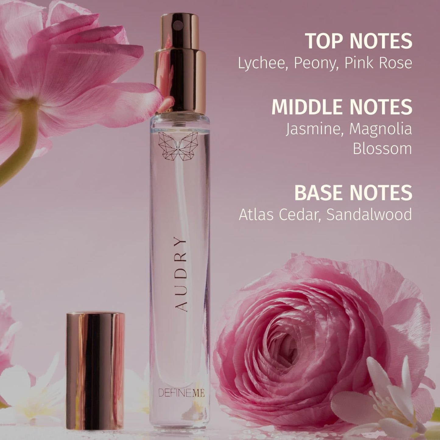 DefineMe Audry Perfume, Travel Size, 0.3 fl oz, Floral and Woody Fragrance with Peony, Rose, Jasmine & Sandalwood Notes, Perfumes for Women Beauty & Personal Care DefineMe