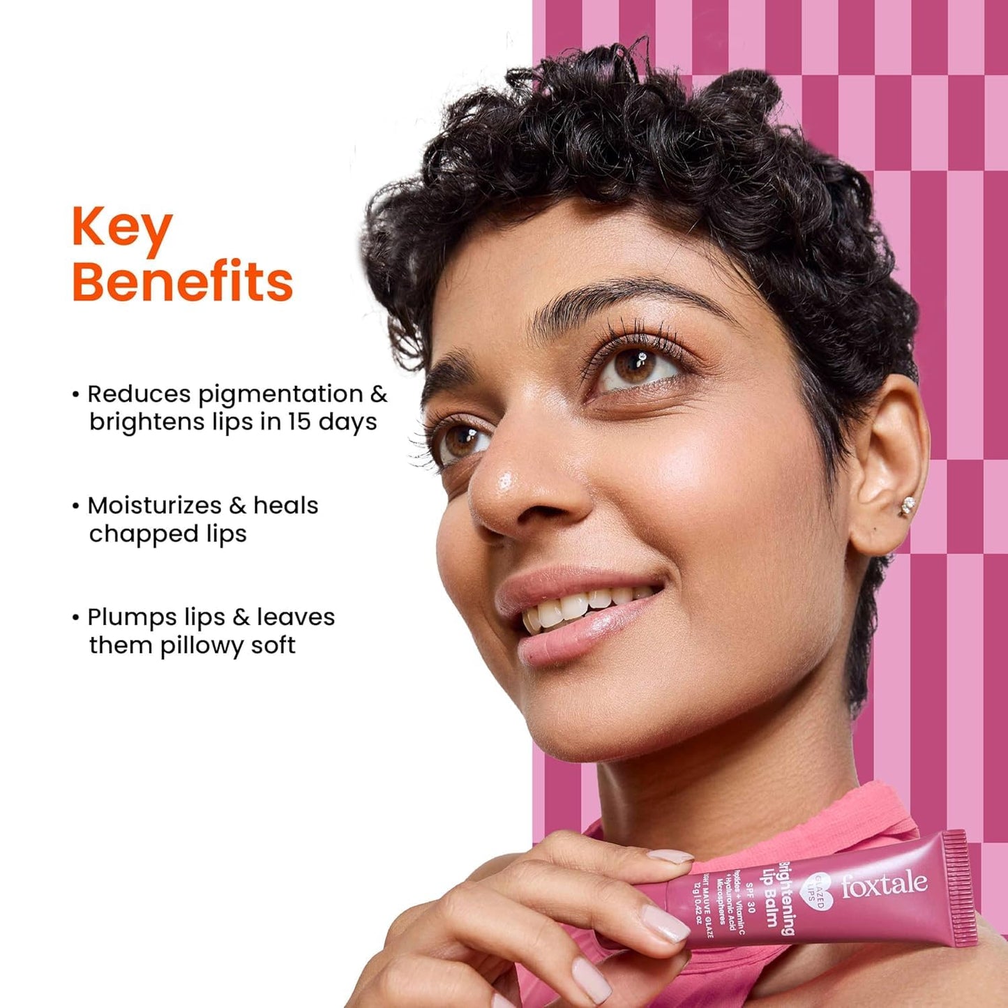 Foxtale SPF 30 Brightening Lip Balm for Dark Lips with Peptides & Vitamin C | Brightens | Hydrates | Tinted Lip Balm - Light Mauve Glaze 12gm Beauty & Personal Care FoxTale