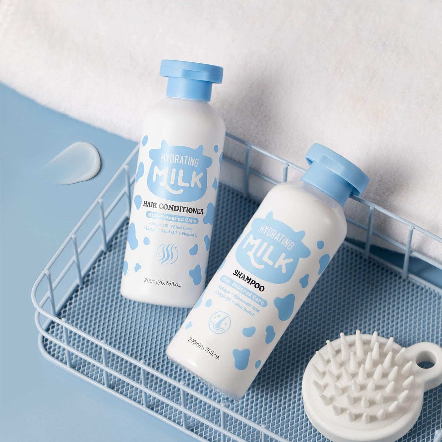 Milk Shampoo and Conditioner Set, Hydrating Shampoo and Conditioner for Curly, Fine, Thick or Straight Hair, Daily Cleaning & Moisturizing Care Beauty & Personal Care TUOSHITONG