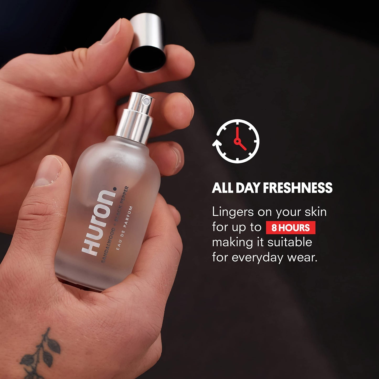 Huron Men’s Cologne - Eau de Parfum for Everyday Wear - Clean & Woody Scent of Sandalwood, Black Pepper, Cedarwood & Amber - Long Lasting - Safe Beauty & Personal Care Huron