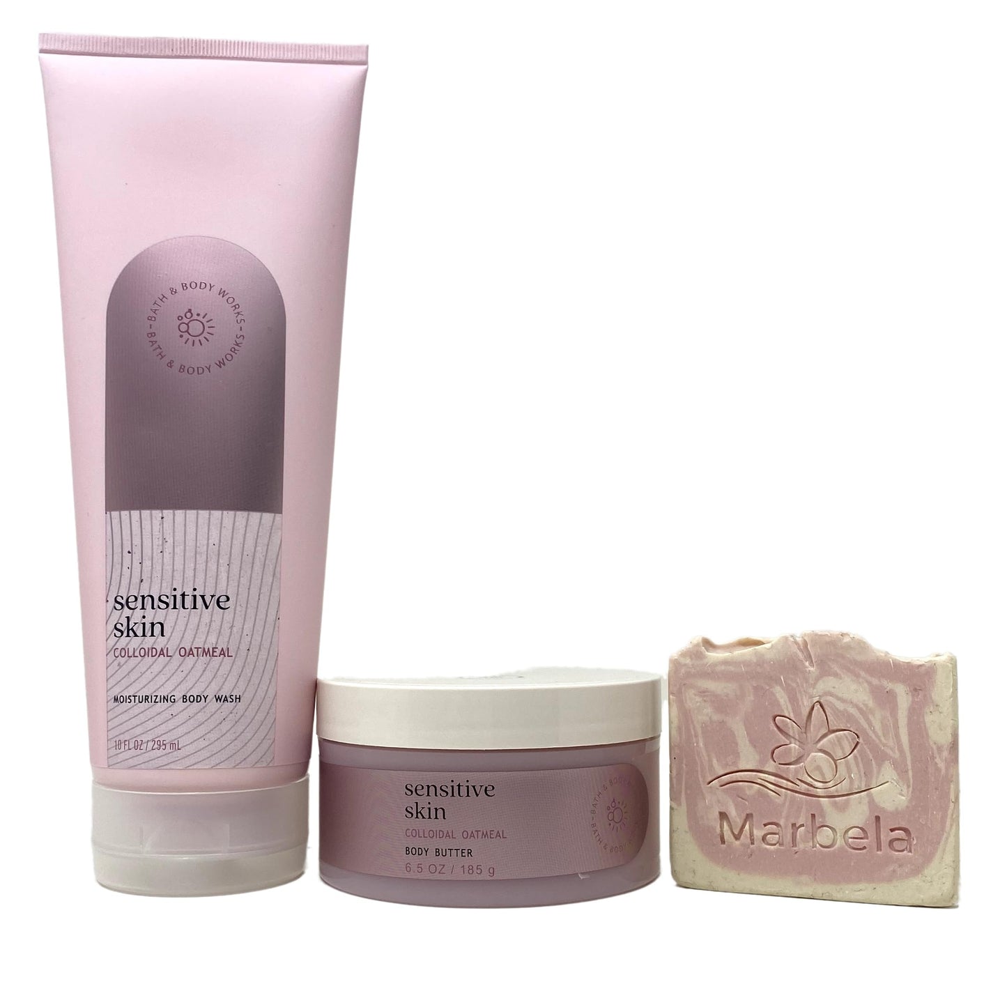 Bath & Body Works Sensitive Skin With Colloidal Oatmeal Gift Set - Moisturizing Body Wash and Body Butter With a Himalayan salts Spring Sample Soap. Beauty and Personal Care Bath & Body Works