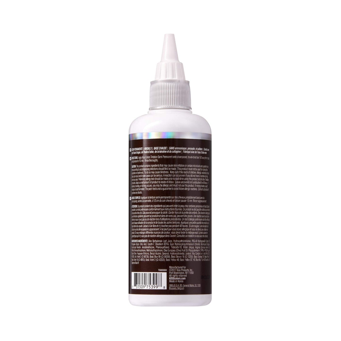 Red by Kiss Tintation Semi-Permanent Hair Color, Aloe Vera Water Based, Argan Oil, Olive Oil, Collagen & Keratin, Long-Lasting Color Dye (Dark Warm Beauty & Personal Care Red By Kiss