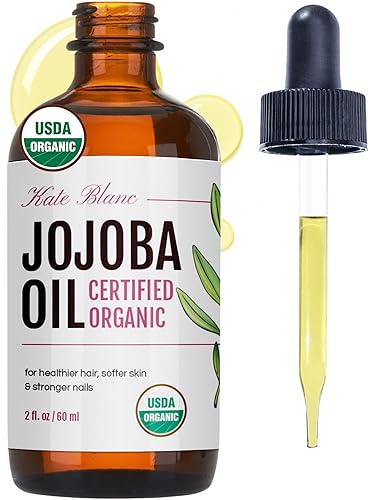 Kate Blanc Cosmetics Organic Jojoba Oil for Hair, Skin, Face, Nails (2oz) - USDA Certified, 100% Pure Cold Pressed Unrefined - Moisturizing Carrier Beauty & Personal Care Kate Blanc Cosmetics