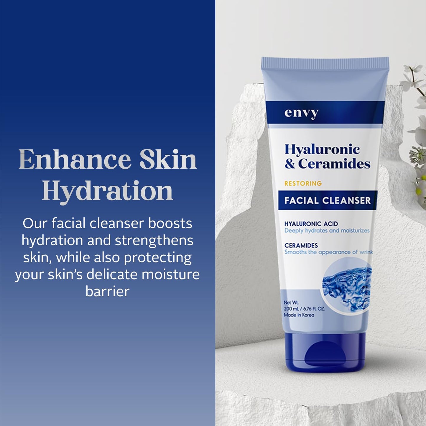Envy Facial Cleanser with Hyaluronic Acid & Ceramides - Hydrating, Moisturizing & Radiance-Boosting - Clean, Cruelty-Free Korean Skin Care for All Beauty & Personal Care Envy
