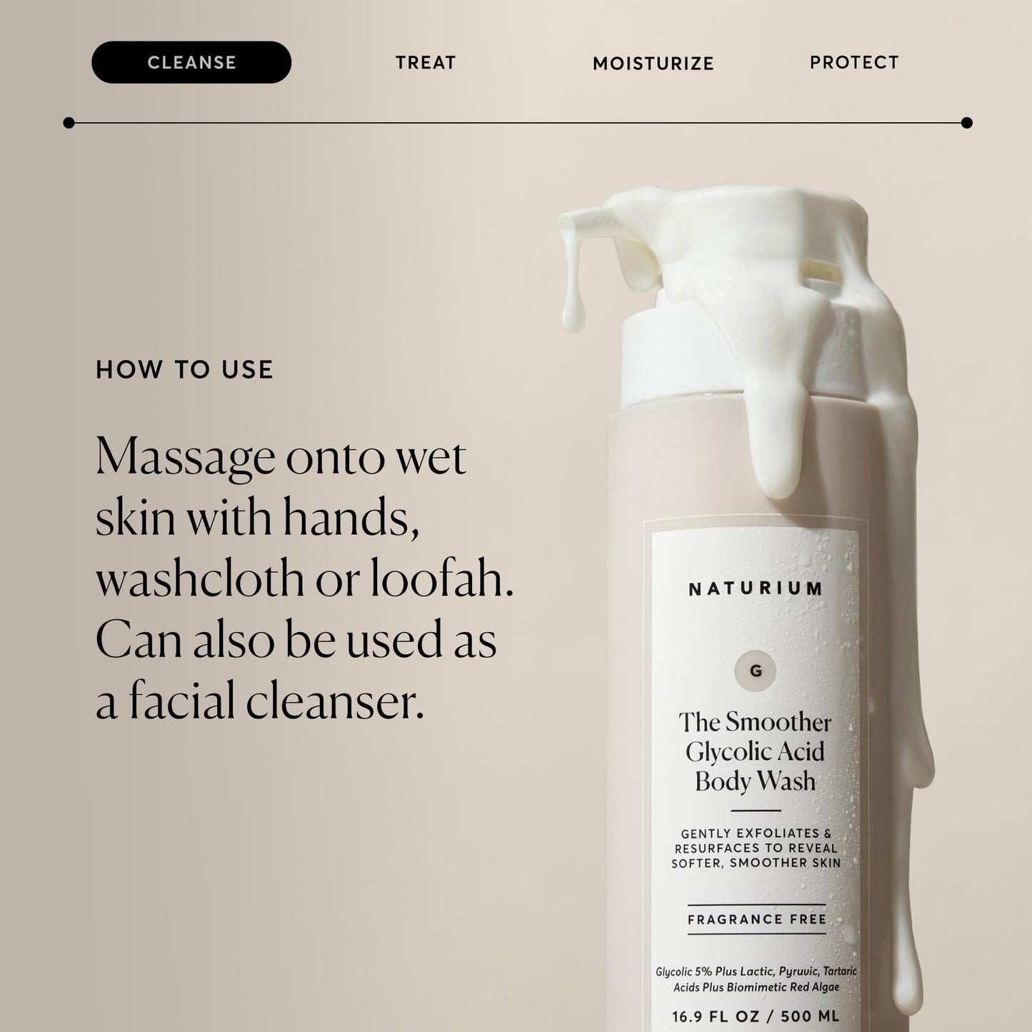 Naturium The Smoother Glycolic Acid Exfoliating Body Wash, Soft & Smoothing Cleanser, 16.9 oz Beauty & Personal Care Naturium