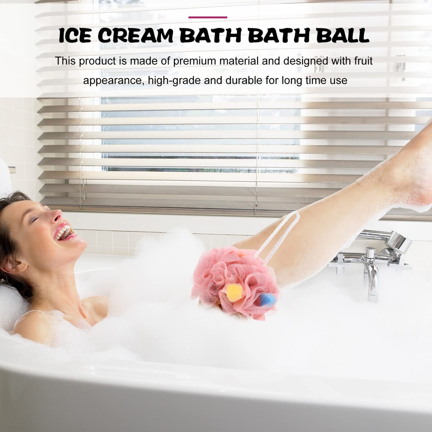 COHEALI 2Pcs Bath Loofah Sponge Ice Cream Cone Shower Sponge Exfoliating Mesh Pouf Bath Ball Body Scrubber Exfoliator for Men Women Light Yellow Pink Beauty and Personal Care COHEALI