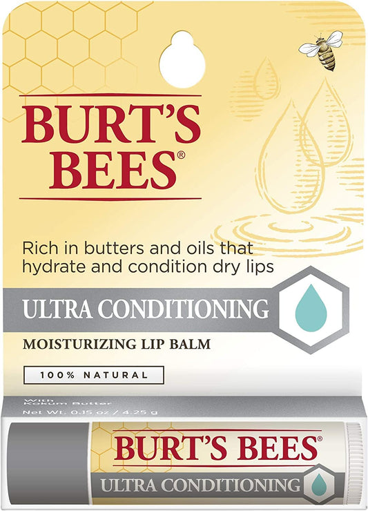 Burt's Bees Ultra Conditioning Moisturizing Lip Balm, Lip Moisturizer Rich in Oils and Butters, Natural Origin Lip Care, 1 Tube, 0.15 oz. Beauty & Personal Care Burt's Bees