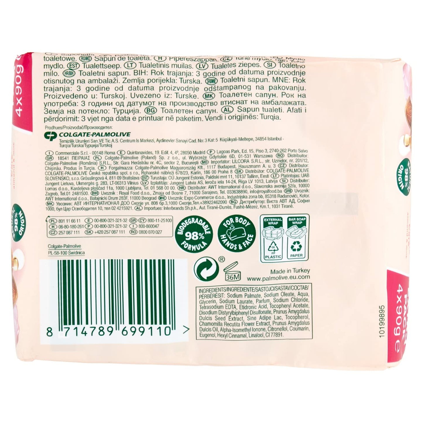 Palmolive - Delicate Care Toiletry Soap with Almond Milk - 360 g, 4 Pieces Beauty and Personal Care Palmolive