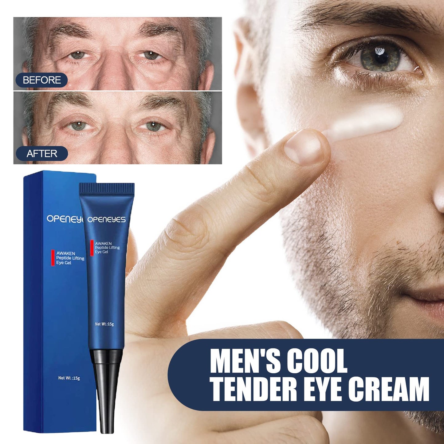 AKARY Awaken Peptide Depuffing Eye Gel, Lifts Firming Eye Tightener, Men's Moisturizing Eye Cream Hydrating Gel Smooths Under Eyes for Dark Circles Beauty & Personal Care AKARY