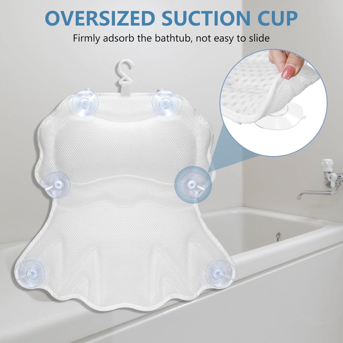 SetSail Bath Pillow, Relaxing Bath Pillows for Tub Neck and Back Support Soft 4D Breathable Air Mesh Ergonomic Bathtub Pillow with 6 Strong Suction Beauty and Personal Care SetSail