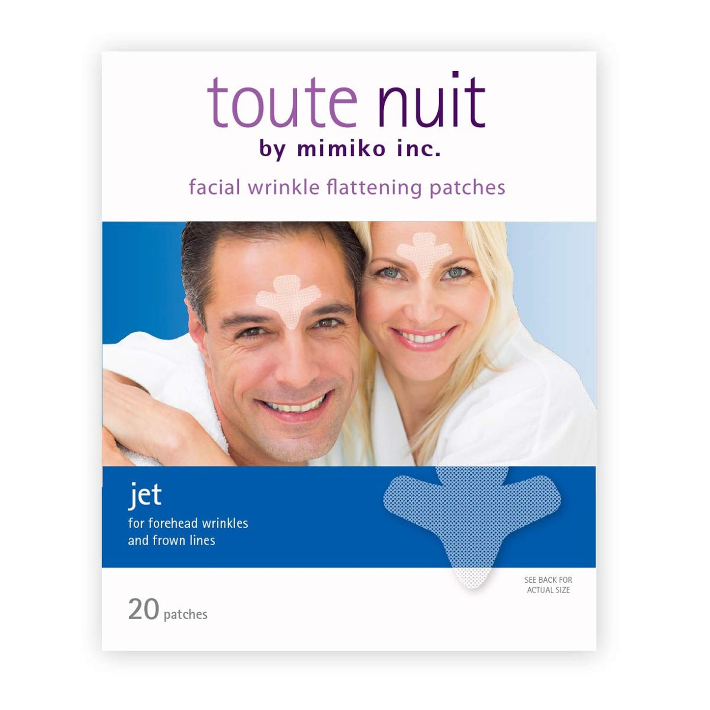 Toute Nuit Wrinkle Patches - Jet - Face Tape for Forehead and Large Frown Lines - Hypoallergenic Anti Wrinkle Patches - 20 Count, Made in USA Beauty & Personal Care Toute Nuit by Mimiko Inc