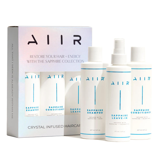 AIIR Sapphire Bundle - Sapphire Infused Shampoo, Conditioner & Leave-In Conditioner Set - Strengthen Damaged Hair, Frizz Control, Heat Protectant Beauty & Personal Care AIIR