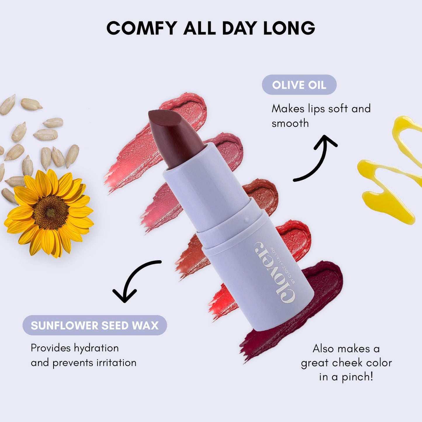 Clover Comfy Matte Lipstick | Non Drying Lipstick, Moisturizing And Lightweight, High Pigmented Lipstick | Cruelty-Free & Vegan Lip Makeup | Shade - Beauty & Personal Care Clover