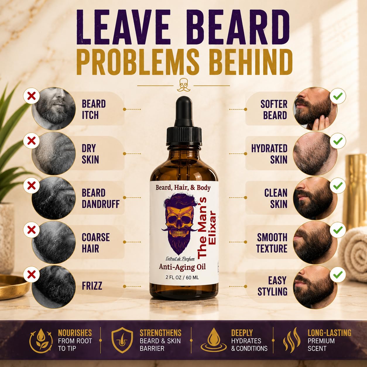 The Man's Elixir Beard Oil for Men - Beard Growth Serum & Conditioner - Softener & Moisturizer for Dry Oily Skin - 11 Natural Anti-Aging Oils - Argan Beauty and Personal Care Frank SCENTS