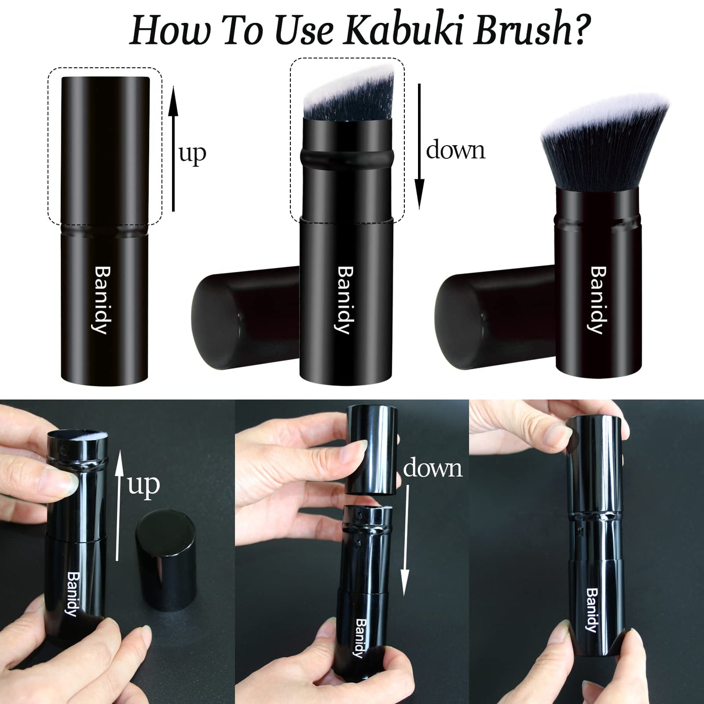 Makeup Brush Kabuki Face Brushes Retractable Travel Blush Kabuki Brush Portable Flawless for Foundation, Powder Blush, Bronzer, Buffing, Liquid Beauty & Personal Care Banidy
