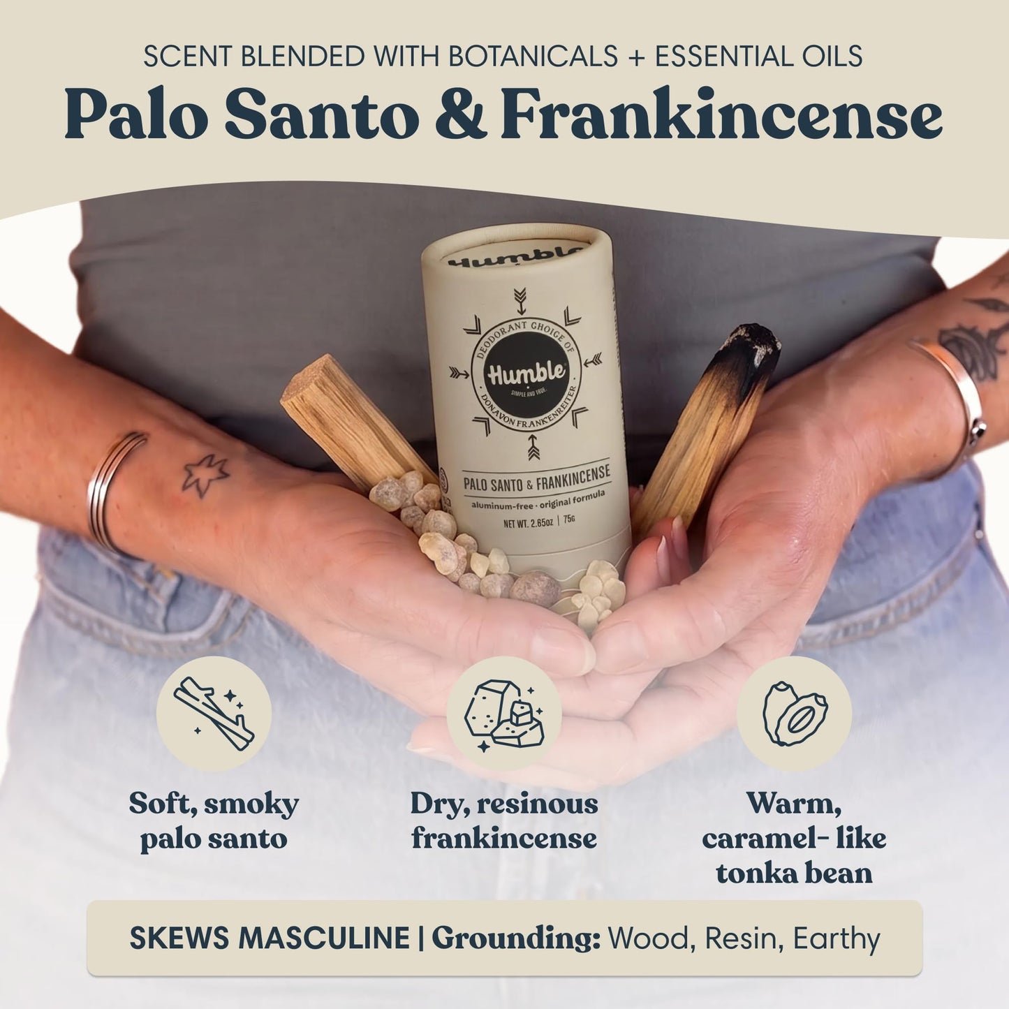 HUMBLE BRANDS Deodorant Stick, Palo Santo & Frankincense - Aluminum-Free Deodorant for Women & Men with Baking Soda, Essential Oils & Beeswax Beauty and Personal Care HUMBLE SIMPLE AND TRUE.