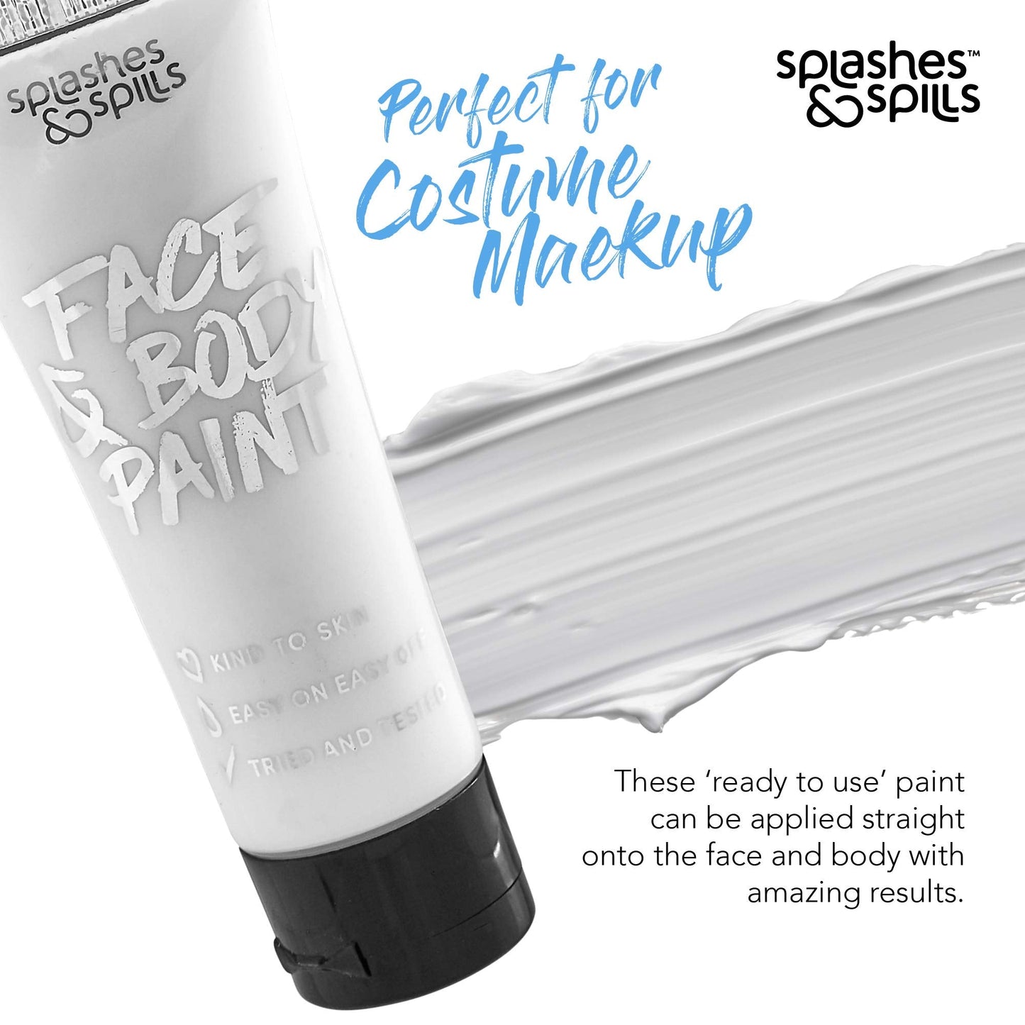 Face and Body Paint Cream, 30ml - Pretend Costume and Dress Up Makeup by Splashes & Spills (White) Beauty & Personal Care splashes & spills