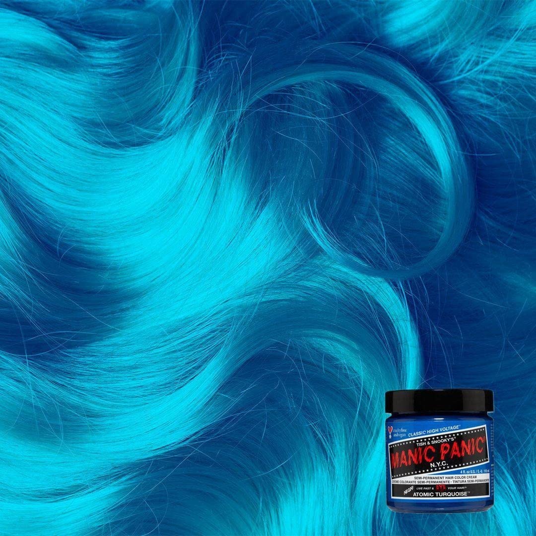 MANIC PANIC Classic Atomic Turquoise Semi Permanent Hair Color - Neon Aqua Blue Hair Dye for Women & Men That Lasts 4-6 Weeks - Vegan, Ammonia Beauty & Personal Care MANIC PANIC