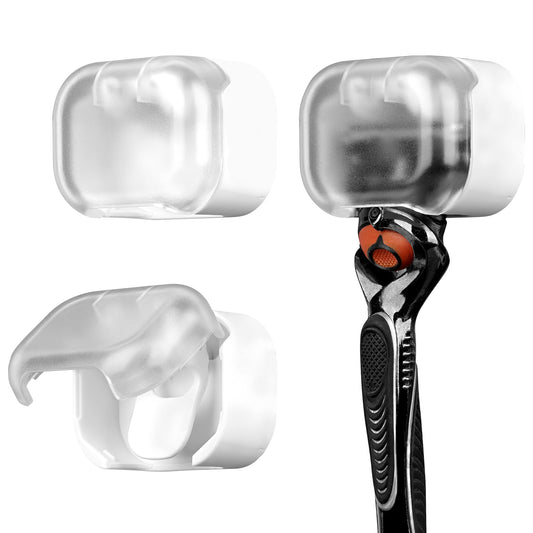 Linkidea 2 Pack Wall Mounted Razor Holder with Cover, Self Adhesive Shaver Holder for Bathroom Wall, Dustproof Razor Storage for Gillette Fusion 5 Beauty and Personal Care Linkidea