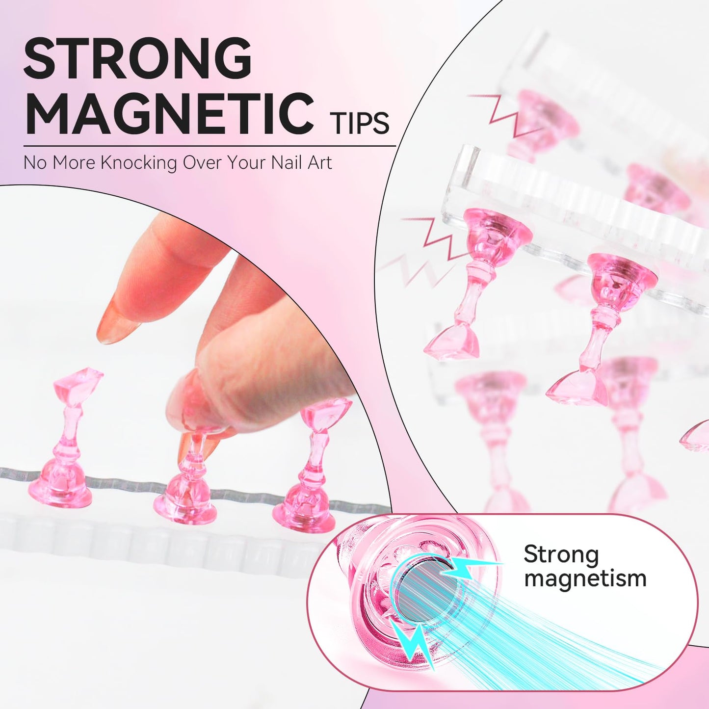ESUOHYM Nail Stand For Press On Acrylic Strong Magnetic Nail Holder Kit For Painting Nails Tip Arts Display With 200PCS Double-Sided Tape And 1 Heart Beauty and Personal Care ESUOHYM