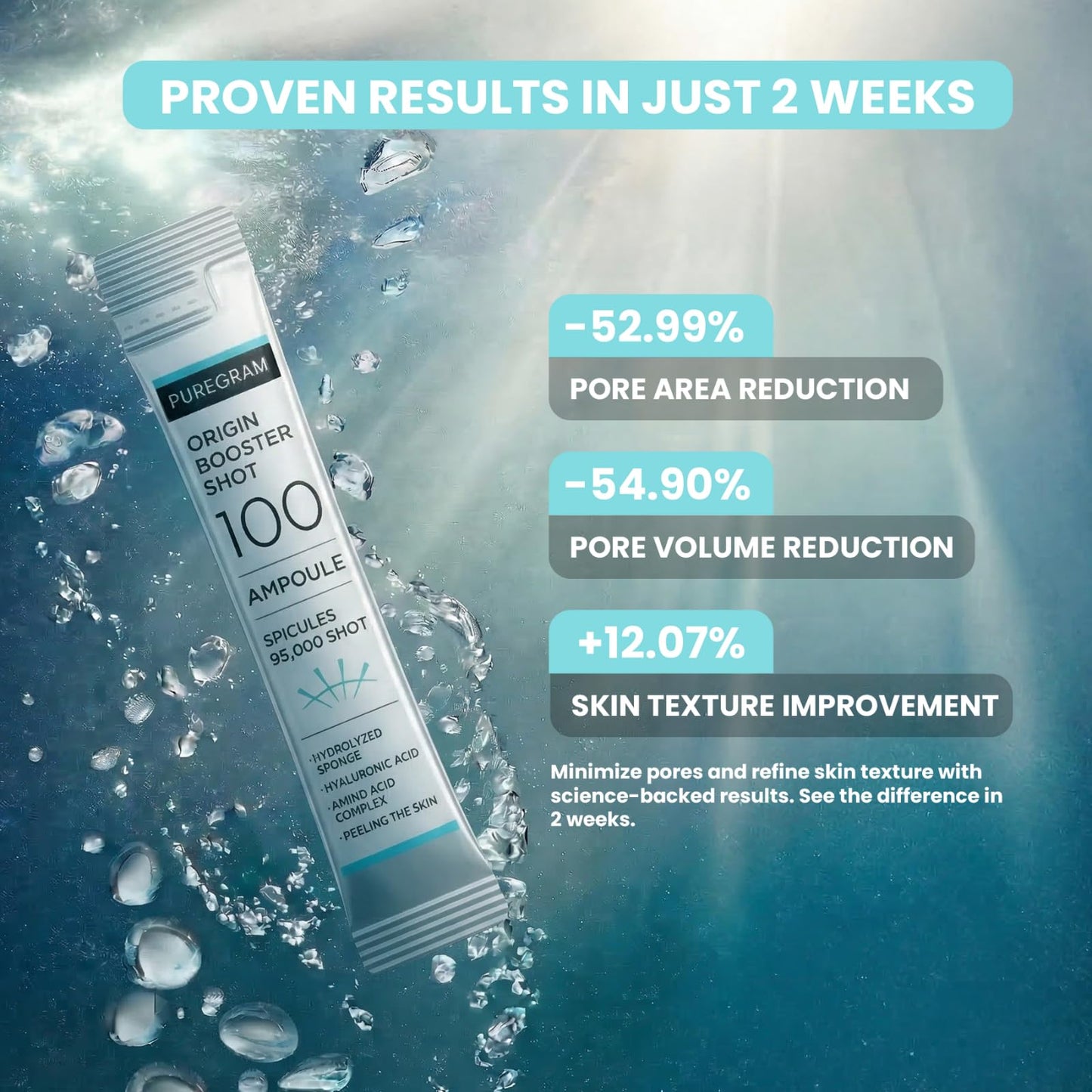 PUREGRAM Origin Skin Booster Shot 100 Ampoule, Daily Spicule Microneedling Serum for Skin Texture, Visible Pores & Healthy Glow with Niacinamide Beauty & Personal Care PUREGRAM