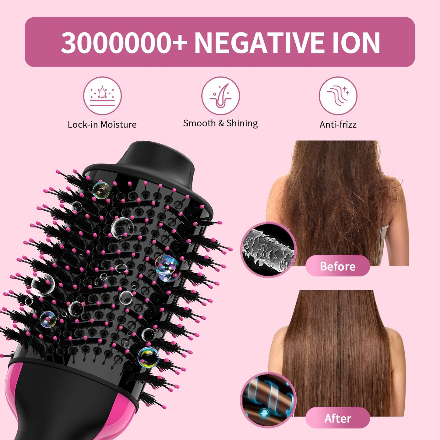 Dual Voltage Hair Dryer Brush with Negative Ion Anti-frizz Styler - Hot Air Volumizer for 110V-120V/220V-240V European and Travel Use Beauty & Personal Care Umeely