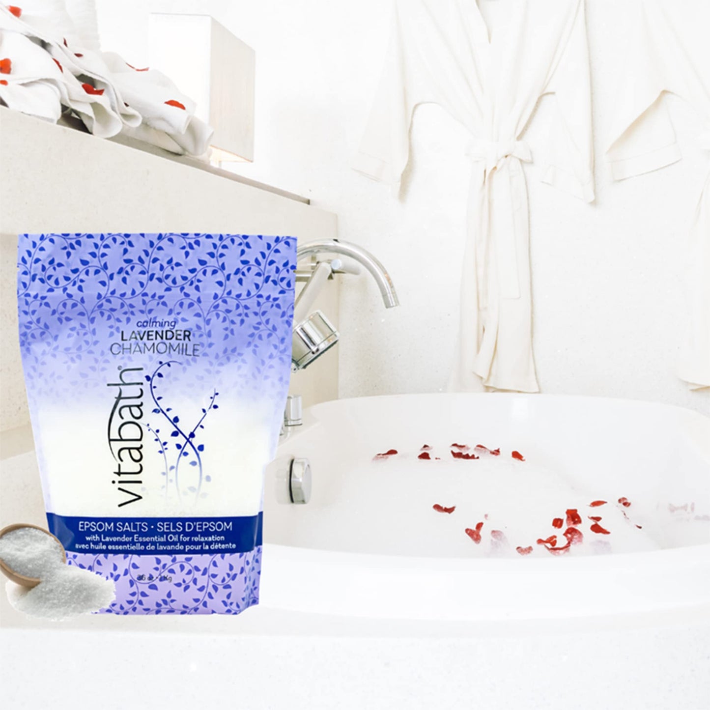 Vitabath Lavender Chamomile Epsom Salts Relaxing Detox Aromatherapy, Muscle Soreness & Body Ache Relieving Soak & Nourishing Skincare for Women & Men Beauty & Personal Care Vitabath