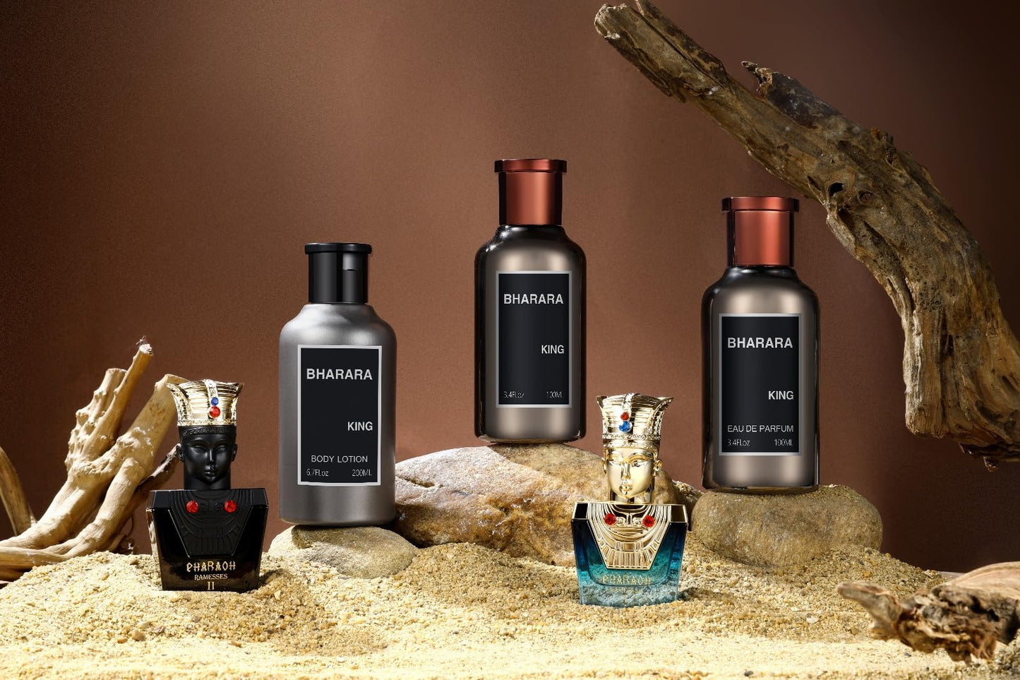 Bharara King 5-Piece Gift Set (EDP + Lotion + Pharaoh Minis) Beauty & Personal Care B Bharara