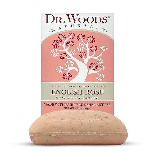 Dr. Woods English Rose Bar Soap with Organic Shea Butter - Pure Rose Scented Soap for Men and Women, Moisturizing and Exfoliating - 5.25 Oz Bar Beauty & Personal Care Dr. Woods