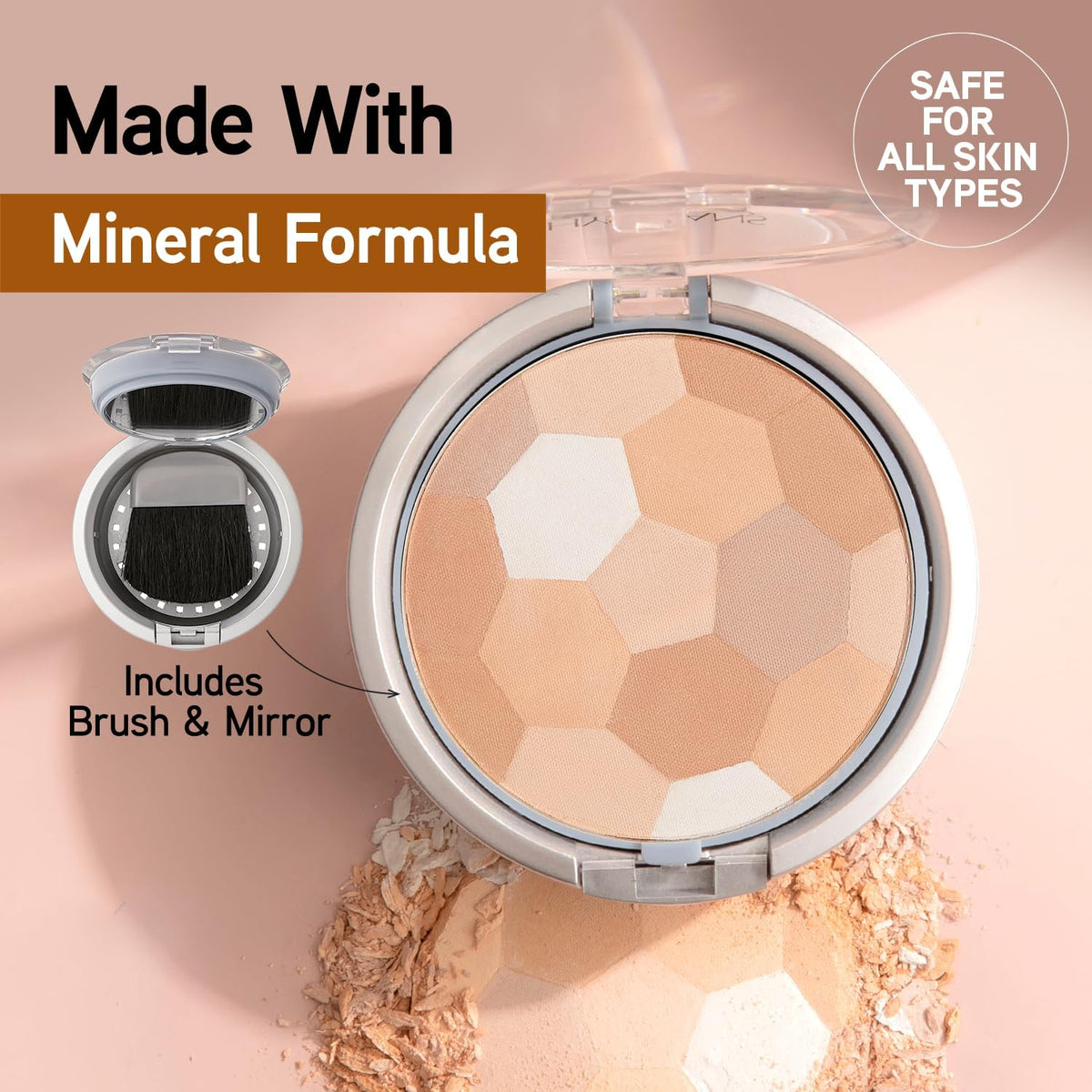 Physicians Formula Setting Powder Palette Multi-Colored Pressed Finishing Powder, Natural Coverage, Beige, Dermatologist Tested, Clinicially Tested