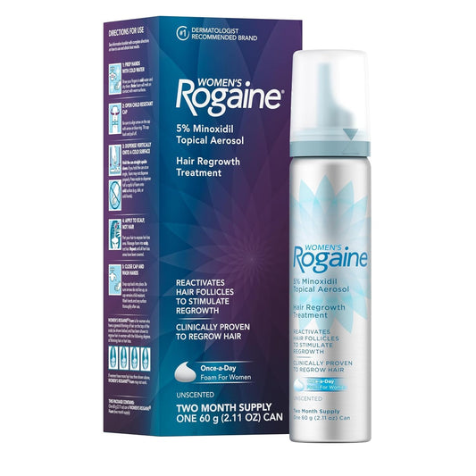 Rogaine 5% Minoxidil Foam, Topical Once-A-Day Hair Loss Treatment for Women to Regrow Fuller, Thicker Hair, Unscented, 2-Month Supply, 2.11 oz Beauty and Personal Care Rogaine Default Title