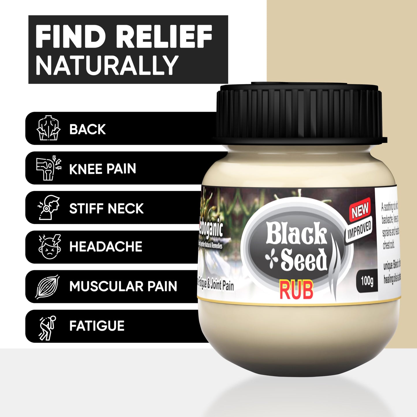 HERBOGANIC Black Seed Rub - Infused with Soothing Properties - Crafted to Provide Comfort to Joints, Muscles, Shoulders and Beyond - 3.5 oz.… Beauty and Personal Care HERBOGANIC