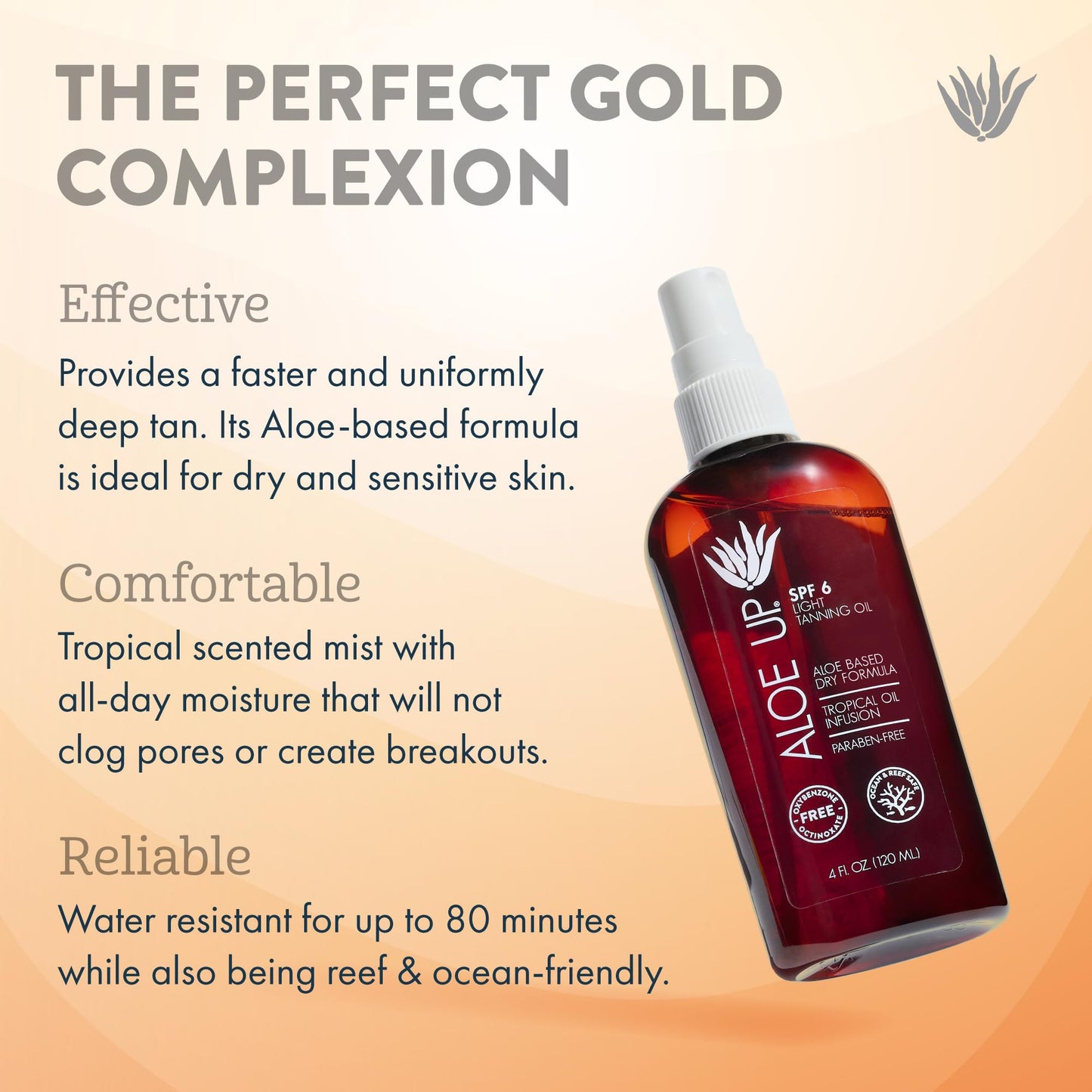 Aloe Up Light Tanning Oil With SPF 6 Sunscreen - Body and Face Tanning for Outdoor Sun - With Pure Aloe Vera Oil and Natural Oils - Absorbs Quickly Beauty & Personal Care ALOE UP