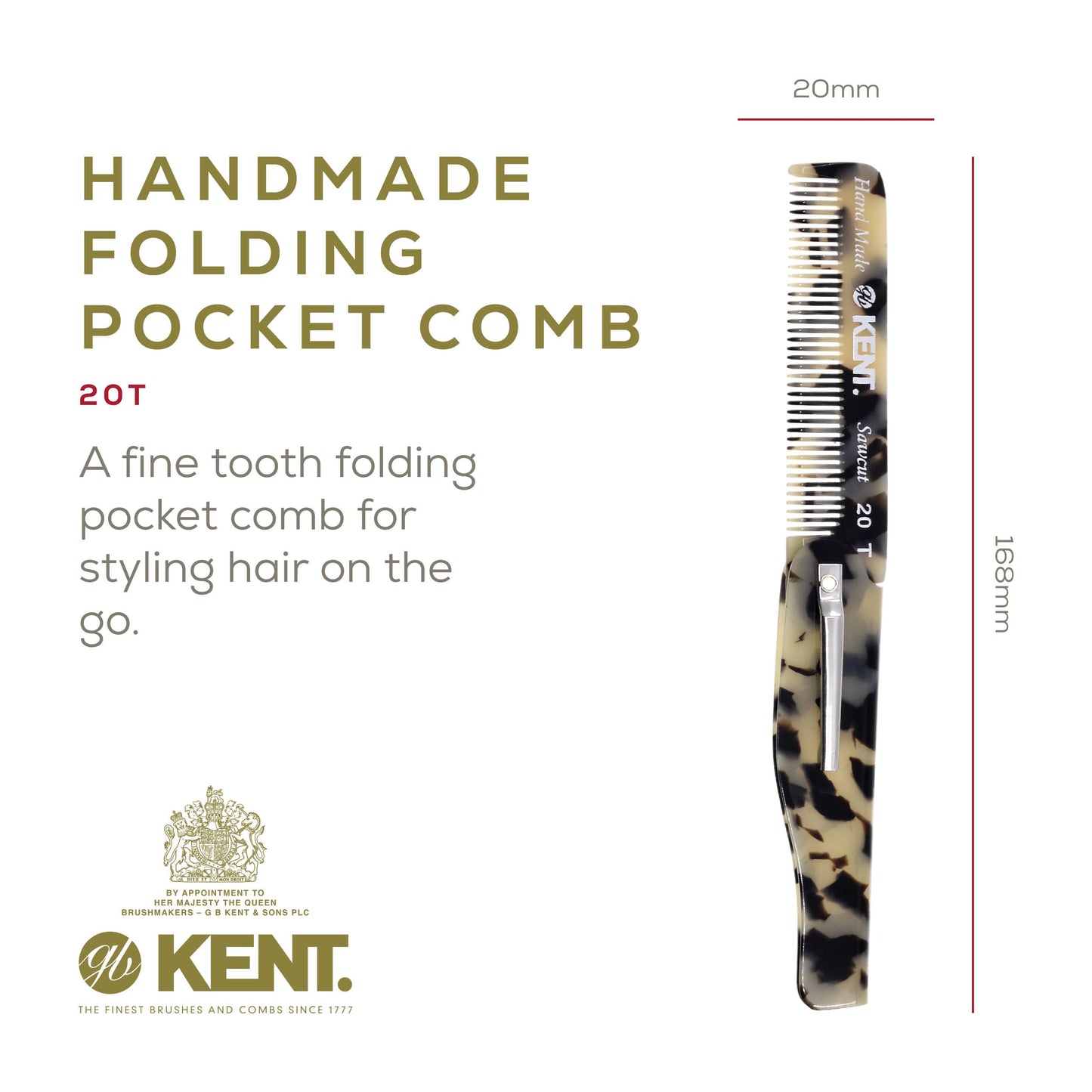 Kent Set Men's Hair Pocket Combs, 81T X-Small, 20T Fine Tooth Folding Comb. Best Hair, Beard and Mustache Grooming Kit for Travel and Home Care Beauty and Personal Care KENT